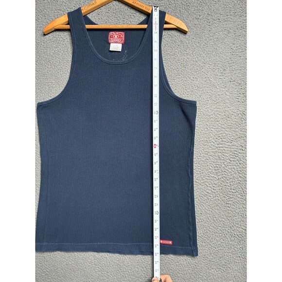 Vtg 90s Streetwear Mens L Distressed Blank Ribbed Wife Beater Tank Top T-Shirt - Picture 13 of 13